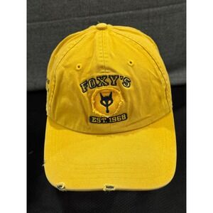 Ahead Baseball Cap Mens One Size Yellow Foxy's EST 1968 Distressed Aesthetic Hat